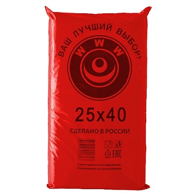 Пакет фасовочный ПНД 25x40см (7) В пластах WWW красный арт 70044 (х1/10)